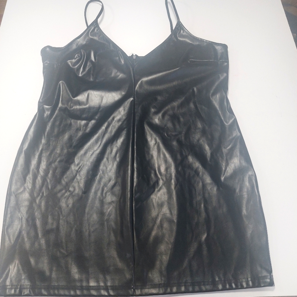 Women's Black Faux Leather Mini Plus Size Dress Size 3XL